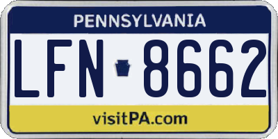 PA license plate LFN8662