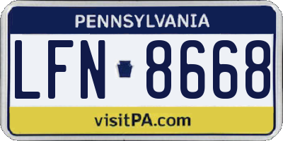 PA license plate LFN8668