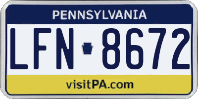 PA license plate LFN8672