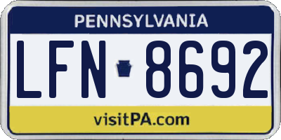 PA license plate LFN8692