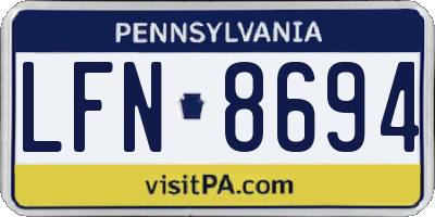 PA license plate LFN8694