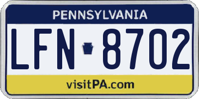 PA license plate LFN8702