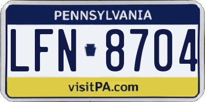 PA license plate LFN8704