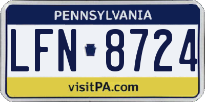 PA license plate LFN8724
