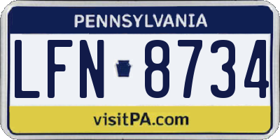 PA license plate LFN8734