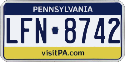 PA license plate LFN8742