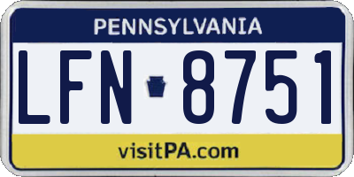 PA license plate LFN8751