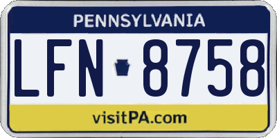 PA license plate LFN8758