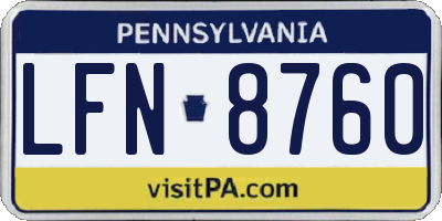 PA license plate LFN8760
