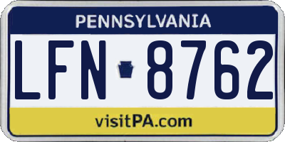 PA license plate LFN8762