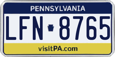 PA license plate LFN8765