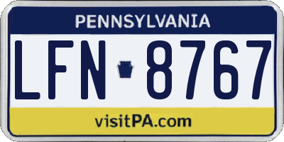 PA license plate LFN8767