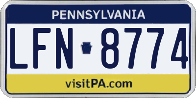 PA license plate LFN8774