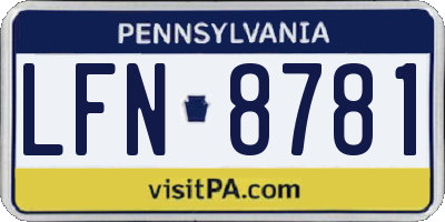 PA license plate LFN8781