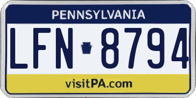 PA license plate LFN8794