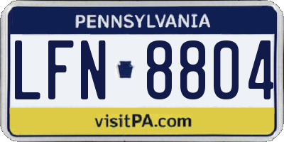 PA license plate LFN8804