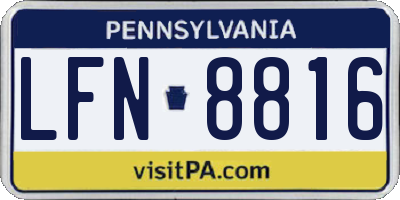 PA license plate LFN8816