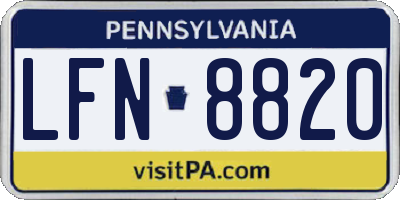 PA license plate LFN8820