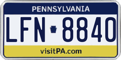 PA license plate LFN8840