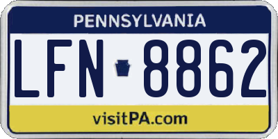 PA license plate LFN8862