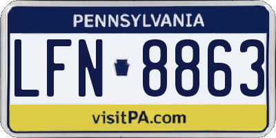 PA license plate LFN8863