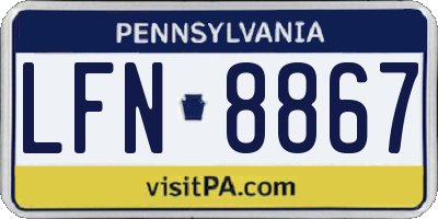 PA license plate LFN8867