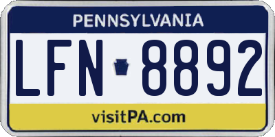 PA license plate LFN8892
