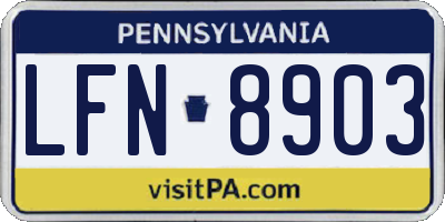PA license plate LFN8903