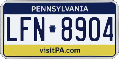 PA license plate LFN8904