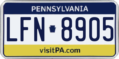 PA license plate LFN8905