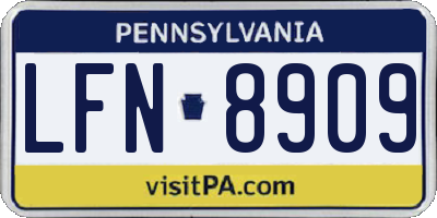 PA license plate LFN8909