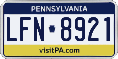 PA license plate LFN8921