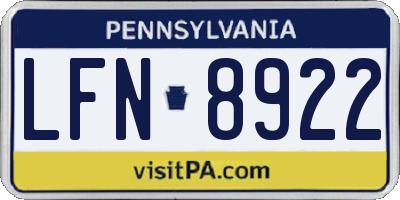 PA license plate LFN8922