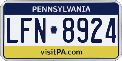 PA license plate LFN8924