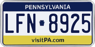 PA license plate LFN8925