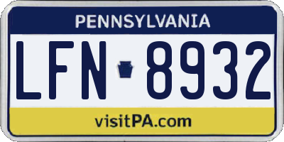PA license plate LFN8932