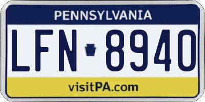 PA license plate LFN8940