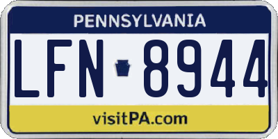 PA license plate LFN8944