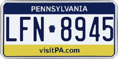 PA license plate LFN8945