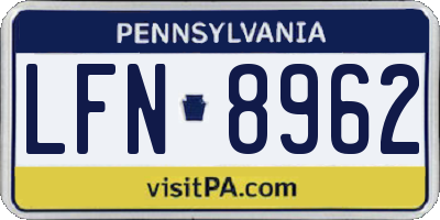 PA license plate LFN8962