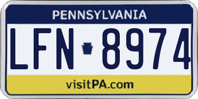 PA license plate LFN8974
