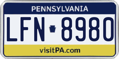 PA license plate LFN8980