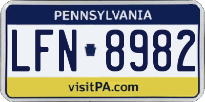 PA license plate LFN8982