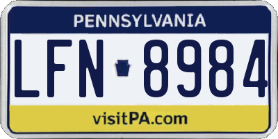 PA license plate LFN8984