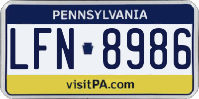 PA license plate LFN8986
