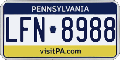 PA license plate LFN8988