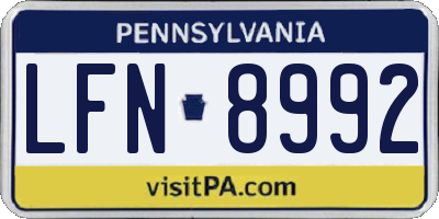 PA license plate LFN8992