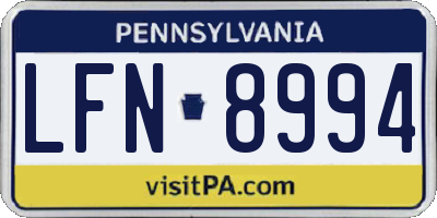 PA license plate LFN8994