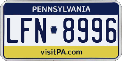 PA license plate LFN8996