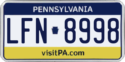 PA license plate LFN8998